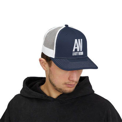 Andy Wood AW Logo Embroidered Snapback Trucker Cap