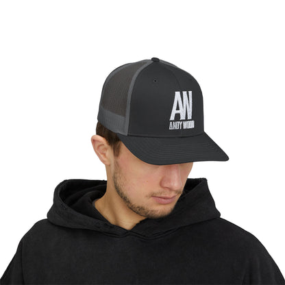 Andy Wood AW Logo Embroidered Snapback Trucker Cap